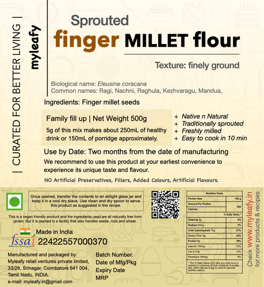 finger MILLET flour - sprouted & finely ground