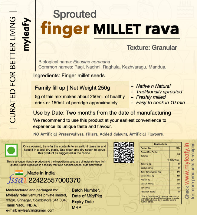 finger MILLET rava - sprouted & granulated