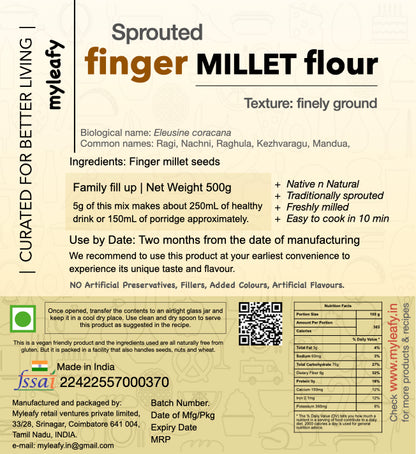 finger MILLET flour - sprouted & finely ground