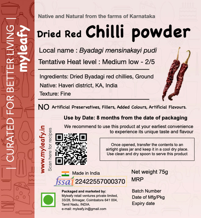 dried red Chilli Powder, Byadagi