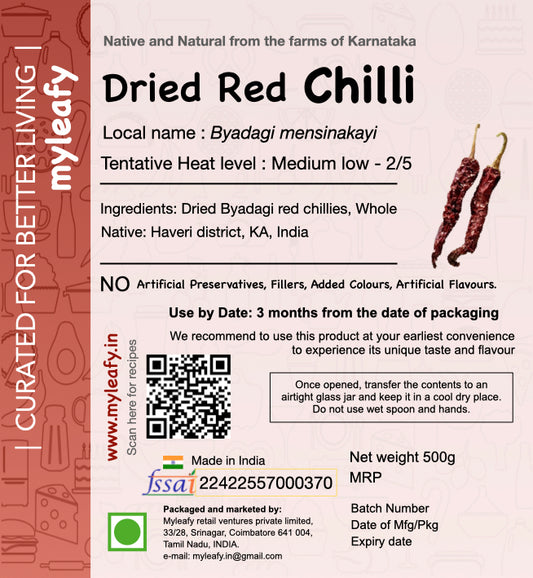 Dried Red Chillies, Byadagi, whole